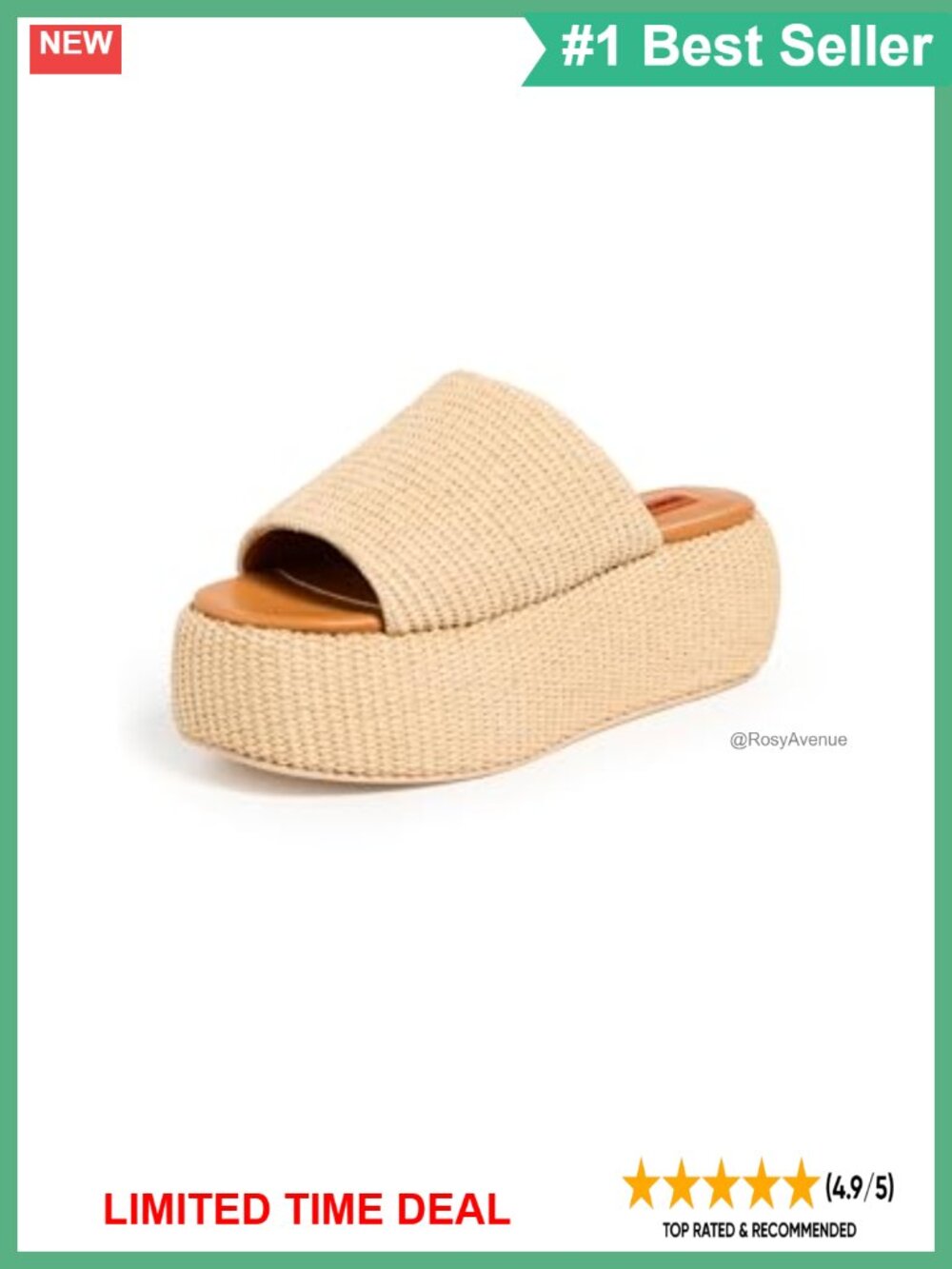 Raffia Cloudy Platform Sandals Slip On Open Toe Cushioned Leather Footbed